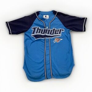 Starter Oklahoma Thunder Baseball Jersey Mens M Button Down OCK NBA Retro